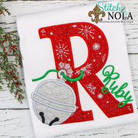 Personalized Christmas Jingle Bell Alpha Applique Shirt