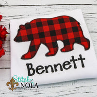 Personalized Christmas Bear Applique Shirt