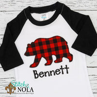 Personalized Christmas Bear Applique Shirt