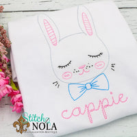 Personalized Vintage Easter Bunny Head With Bow Tie Sketch Shirt