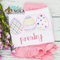 Personalized Vintage Easter Egg Trio Sketch Shirt