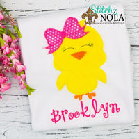 Personalized Easter Chick with Bow Appliqué Shirt