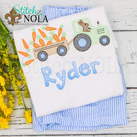 Personalized Easter Bunny Driving Tractor Pulling Carrots Sketch Shirt