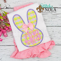 Personalized Easter Bunny Head with Bow Appliqué Shirt