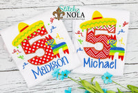 Personalized Birthday Mexican Fiesta Appliqué Shirt