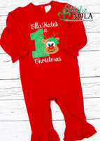 Personalized Christmas Tee Box Appliqué on Colored Garment