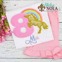 Personalized Birthday Rainbow Unicorn Appliqué Shirt