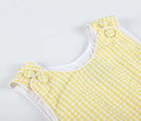 Classic Yellow Gingham Baby Bubble Romper