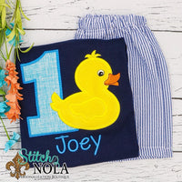 Personalized Birthday Duck Applique Colored Garment
