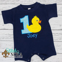 Personalized Birthday Duck Applique Colored Garment