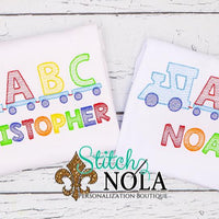 Personalized Back to School ABC Train Sketch Shirt