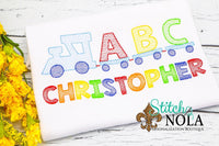 Personalized Back to School ABC Train Sketch Shirt