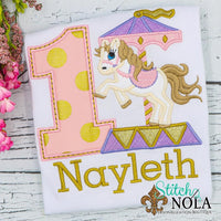 Personalized Birthday Carousel Horse Appliqué Shirt