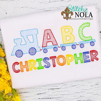 Personalized Back to School ABC Train Sketch Shirt