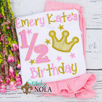 Personalized Half Birthday Appliqué Shirt