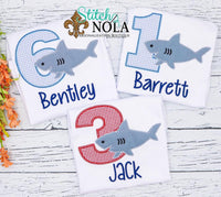 Personalized Birthday Shark Appliqué Shirt