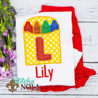 Personalized Back to School Crayon Alpha Applique Shirt
