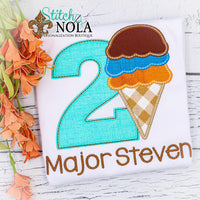 Personalized Birthday Ice Cream Appliqué Shirt