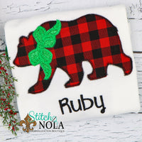 Personalized Christmas Bear Applique Shirt