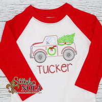 Personalized Christmas Tree Truck Sketch Shirt