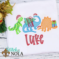 Personalized Christmas Dinosaur Trio Sketch Shirt
