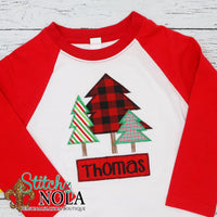 Personalized Christmas Tree Bunch Applique Shirt