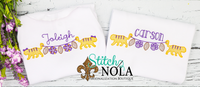 Personalized Purple and Gold Tigers on a String Sketch Shirt