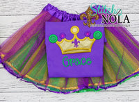 Personalized Mardi Gras Crown Applique Colored Garment