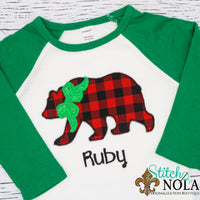 Personalized Christmas Bear Applique Shirt