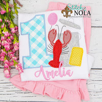 Personalized Birthday Crawfish Boil Appliqué Shirt