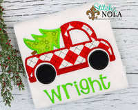 Personalized Christmas Tree Truck Applique Shirt