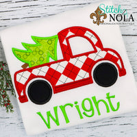 Personalized Christmas Tree Truck Applique Shirt