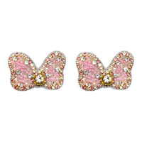 Rhinestone Bow Stud Earrings