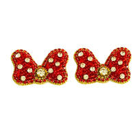 Rhinestone Bow Stud Earrings