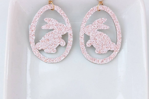 Easter Bunny Leather Dangle Earrings
