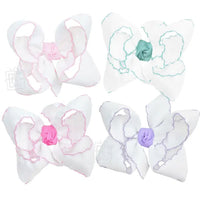 Crochet Edge Ribbon Bow On Clip