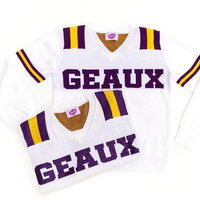 GEAUX White Jersey Sweater with Rhinestones