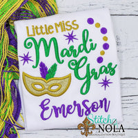 Personalized Little Miss Mardi Gras Applique Shirt