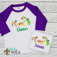 Personalized Mardi Gras Animal Parade Trio Sketch Shirt