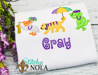 Personalized Mardi Gras Animal Parade Trio Sketch Shirt