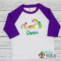 Personalized Mardi Gras Animal Parade Trio Sketch Shirt