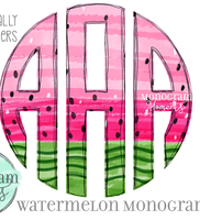 Adult Watermelon Monogram Printed Tee
