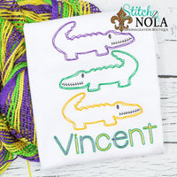 Personalized Mardi Gras Alligator Stack Sketch Shirt