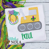 Personalized Mardi Gras Bulldozer with Mask & Beads Sketch Shirt