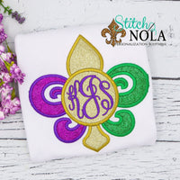 Personalized Mardi Gras Fleur De Lis with Monogram Applique Shirt