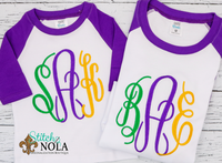 Personalized Mardi Gras Monogram Sketch Shirt