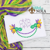 Personalized Mardi Gras Monogram with Mask & Beads Sketch Shirt