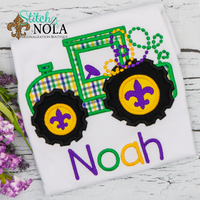 Personalized Mardi Gras Tractor Applique Shirt
