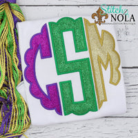Personalized Mardi Gras Scallop Monogram Applique Shirt