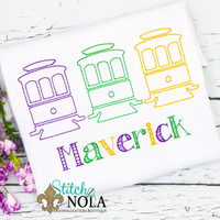 Personalized Mardi Gras Street Car Trio Sketch Shirt